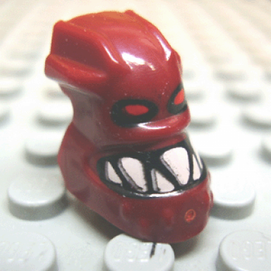 dark red minifigure head modified bionicle piraka hakann with eyes and teeth pattern