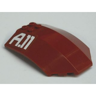 dark red windscreen 8 x 6 x 2 curved sloped sides with a.11 pattern sticker - set 7714