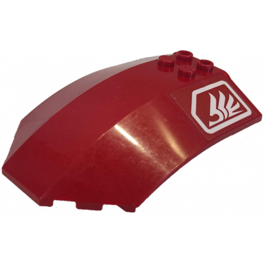 dark red windscreen 8 x 6 x 2 curved sloped sides with white quad wing pattern sticker - set 7714
