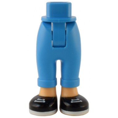 mini doll hips and trousers with back pockets and cuffs with molded medium tan ankles and feet and printed black shoes with white laces and soles pattern - thick hinge