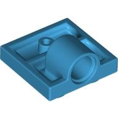 dark azure plate modified 2 x 2 with pin hole - full cross support underneath