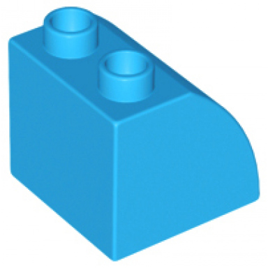 dark azure duplo brick 2 x 2 x 1 1 2 slope curved