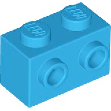 dark azure brick modified 1 x 2 with studs on 1 side
