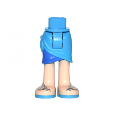 dark azure mini doll hips and skirt wrap with blue layer light nougat legs and sandals with dark azure soles and silver straps pattern - thick hinge