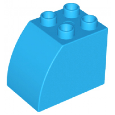 dark azure duplo brick 2 x 3 x 2 slope curved