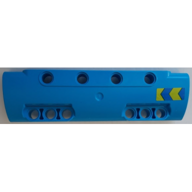 dark azure technic panel curved 11 x 3 with 10 pin holes through panel surface with blue and lime chevrons pattern model left side sticker - set 42091