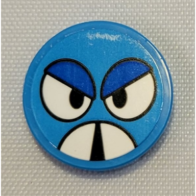 dark azure tile round 2 x 2 with bottom stud holder with white eyes and mandibles blue angry eyelids pattern sticker - set 21331 sonic the hedgehog moto bug face