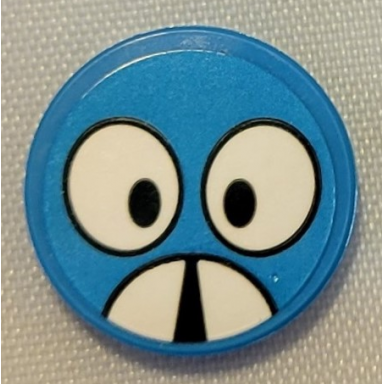 dark azure tile round 2 x 2 with bottom stud holder with white eyes and mandibles pattern sticker - set 21331 sonic the hedgehog moto bug face