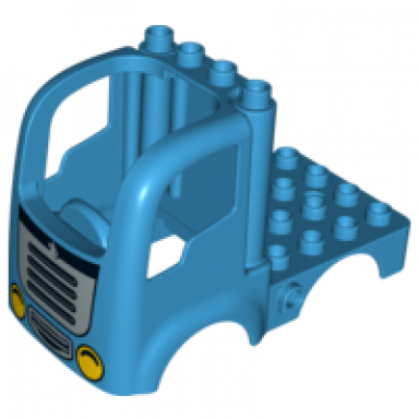 dark azure duplo car body truck 4 x 4 flatbed with 4 top studs with grille and headlights pattern