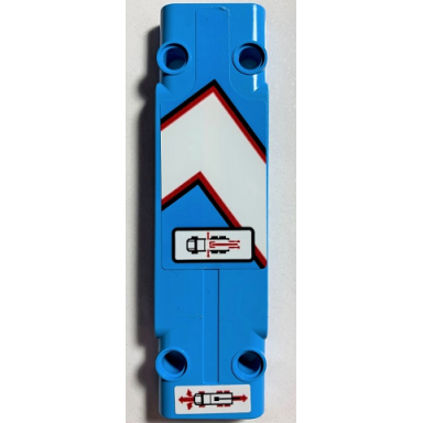 dark azure technic panel plate 3 x 11 x 1 with black red and white angled stripes vehicle controls pattern model left side stickers - set 42070