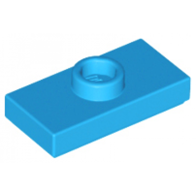 dark azure plate modified 1 x 2 with 1 stud with groove and bottom stud holder jumper