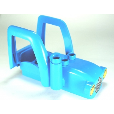 dark azure duplo car body tractor with 2 studs exhaust pipe radiator with rabbit and headlights pattern