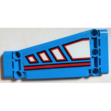 dark azure technic panel plate 5 x 11 x 1 tapered with red line and white polygons outlined in red pattern model left side sticker - set 42070