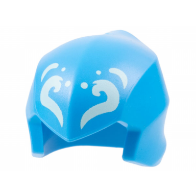 dark azure minifigure headgear ninjago wrap hood smooth with light aqua dots and swirls pattern