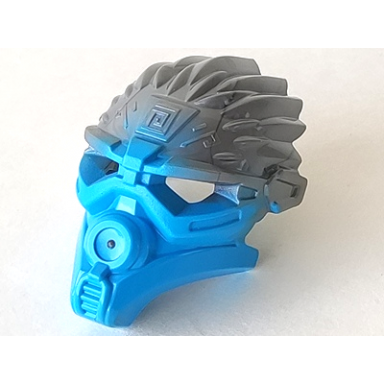 dark azure bionicle mask of water unity with marbled flat silver pattern