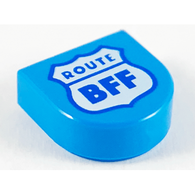 dark azure tile round 1 x 1 half circle extended with white highway sign blue outline and route bff pattern