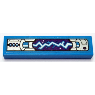 dark azure tile 1 x 4 with silver machinery with white electrical energy on dark blue background pattern sticker - set 70436