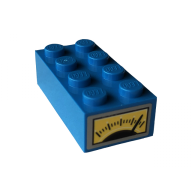 dark azure brick 2 x 4 with gauge and needle pattern on end sticker - set 70418