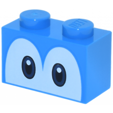dark azure brick 1 x 2 with dark blue and black eyes on white background pattern super mario yoshi