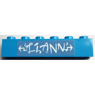 dark azure brick 1 x 6 with white liann and arrows pattern sticker - set 41739