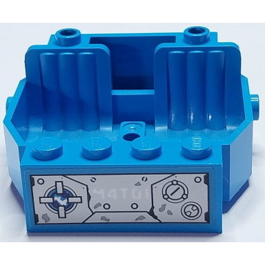 dark azure vehicle base 6 x 5 x 2 with 2 seats with silver metal plates with light controls rivets and white m4t01 pattern sticker - set 70436