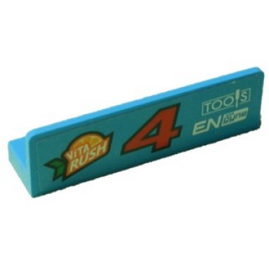 dark azure panel 1 x 4 x 1 with red number 4 vita rush tools and engyne logo pattern model right side sticker - set 60218