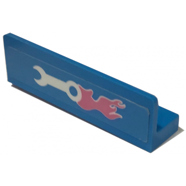 dark azure panel 1 x 4 x 1 with dark pink flame and white wrench pattern model right side sticker - set 41348