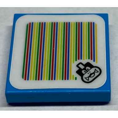 dark azure tile 2 x 2 with super mario scanner code larry pattern sticker - sets 71380 71427