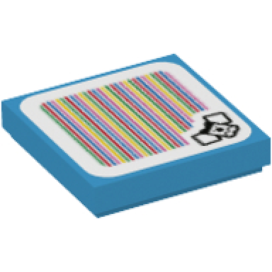 dark azure tile 2 x 2 with super mario scanner code swoop pattern sticker - set 71394