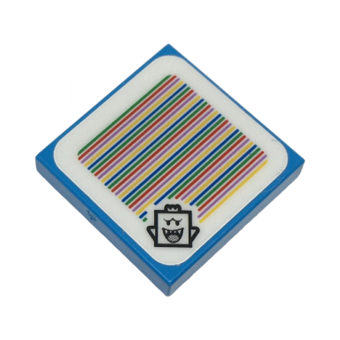 dark azure tile 2 x 2 with super mario scanner code king boo pattern sticker - set 71436