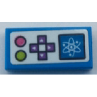 dark azure tile 1 x 2 with radio controls buttons pattern sticker - set 41307