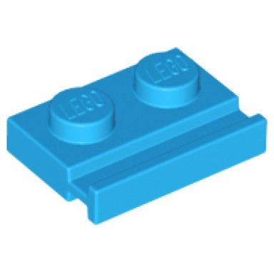 dark azure plate modified 1 x 2 with door rail