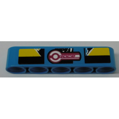 dark azure technic liftarm thick 1 x 5 with race yellow and black stripes pattern sticker - set 42095