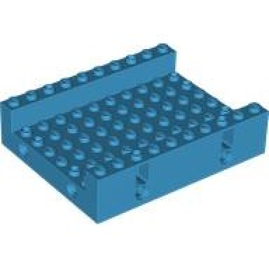dark azure technic brick 8 x 10 x 2 with 6 x 10 recessed center and 2 pin holes on each side 