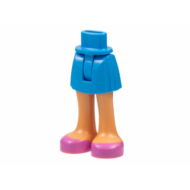 dark azure mini doll hips and skirt with molded nougat legs and printed dark pink open top shoes pattern - thin hinge