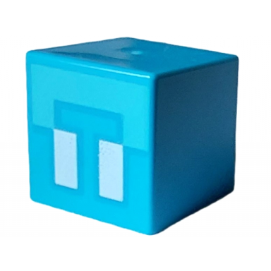 dark azure minifigure head modified small cube with white eyes and medium azure forehead pattern minecraft allay