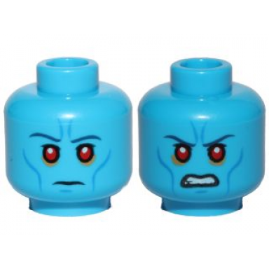 dark azure minifigure head dual sided alien dark blue eyebrows blue cheek lines red eyes neutral angry pattern sw admiral thrawn