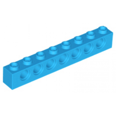 dark azure technic brick 1 x 8 with holes