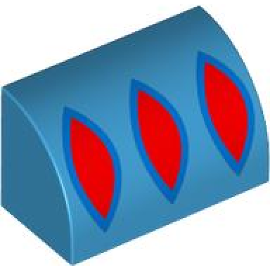 dark azure slope curved 1 x 2 with 3 red pointed ovals with blue outline pattern brickheadz snow white sleeve