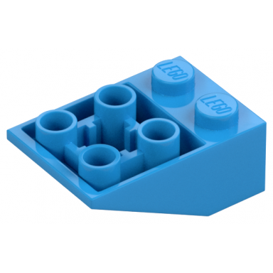 dark azure slope inverted 33 3 x 2 with flat bottom pin and connections between studs