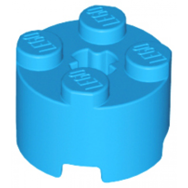 dark azure brick round 2 x 2 with axle hole
