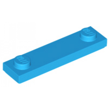 dark azure plate modified 1 x 4 with 2 studs with groove