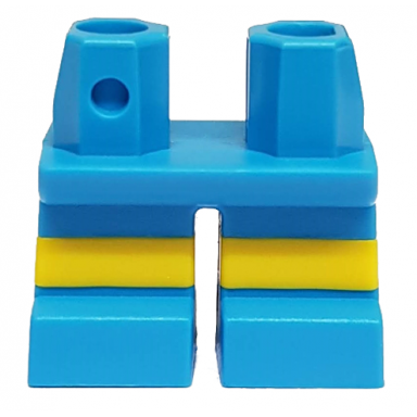 dark azure legs short with molded horizontal yellow stripes pattern