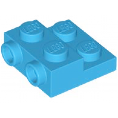 dark azure plate modified 2 x 2 x 2 3 with 2 studs on side - hollow bottom tube
