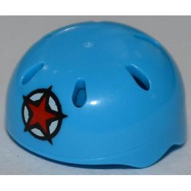 dark azure minifigure headgear helmet sports with vent holes with red star pattern