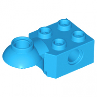 dark azure technic brick modified 2 x 2 with pin hole and rotation joint ball half horizontal