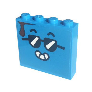 dark azure brick 1 x 4 x 3 with face with sunglasses pattern on both sides stickers - set 60253