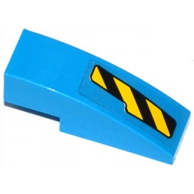 dark azure slope curved 3 x 1 with black and yellow danger stripes cutout pattern left sticker - set 76020