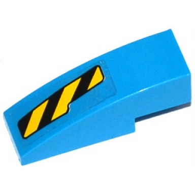dark azure slope curved 3 x 1 with black and yellow danger stripes cutout pattern right sticker - set 76020
