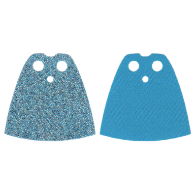 dark azure minifigure cape cloth standard - starched fabric - 4.0cm height with silver iridescent dots pattern